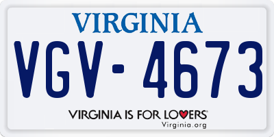VA license plate VGV4673