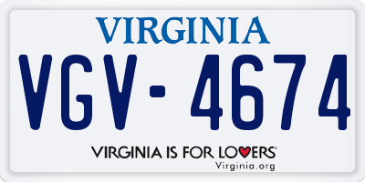 VA license plate VGV4674