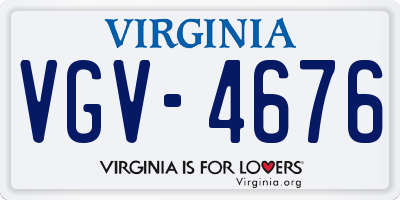 VA license plate VGV4676