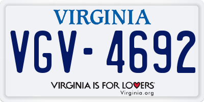 VA license plate VGV4692