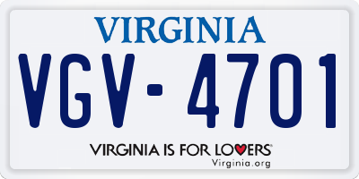 VA license plate VGV4701