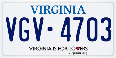 VA license plate VGV4703
