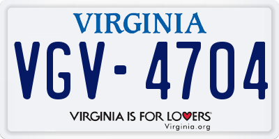 VA license plate VGV4704