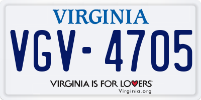 VA license plate VGV4705