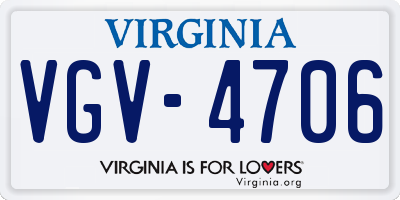 VA license plate VGV4706