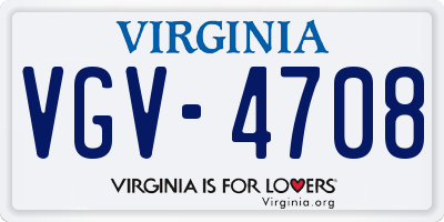 VA license plate VGV4708