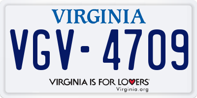 VA license plate VGV4709