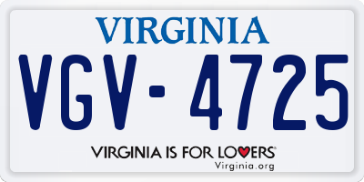 VA license plate VGV4725