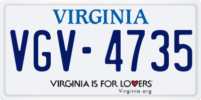 VA license plate VGV4735