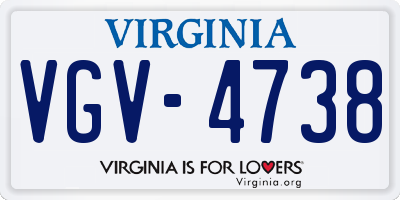 VA license plate VGV4738