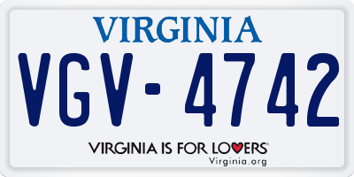 VA license plate VGV4742