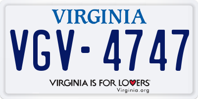 VA license plate VGV4747
