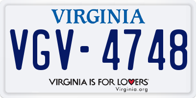 VA license plate VGV4748