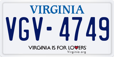 VA license plate VGV4749