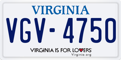 VA license plate VGV4750
