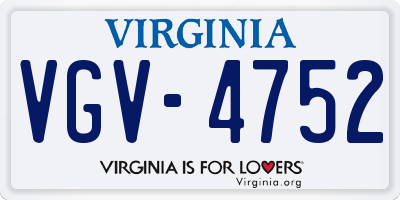 VA license plate VGV4752