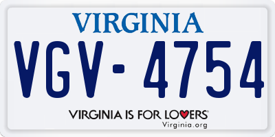 VA license plate VGV4754