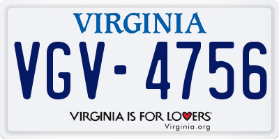 VA license plate VGV4756