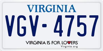 VA license plate VGV4757