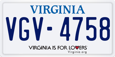 VA license plate VGV4758