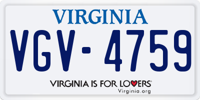 VA license plate VGV4759