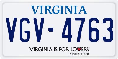 VA license plate VGV4763