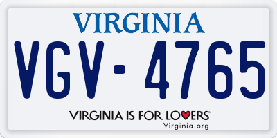 VA license plate VGV4765