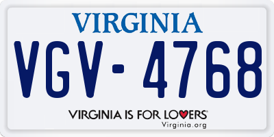 VA license plate VGV4768