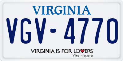 VA license plate VGV4770