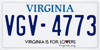 VA license plate VGV4773