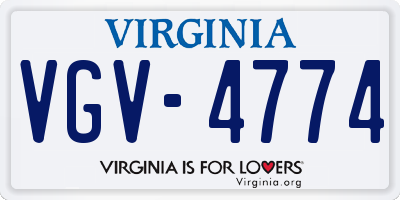 VA license plate VGV4774