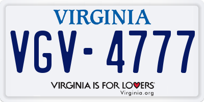 VA license plate VGV4777