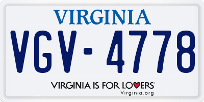 VA license plate VGV4778