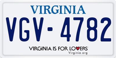 VA license plate VGV4782