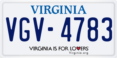 VA license plate VGV4783