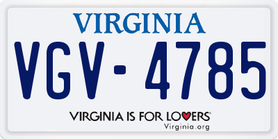 VA license plate VGV4785