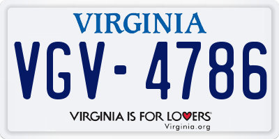 VA license plate VGV4786