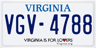VA license plate VGV4788