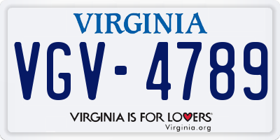 VA license plate VGV4789