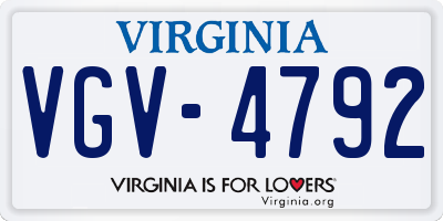 VA license plate VGV4792