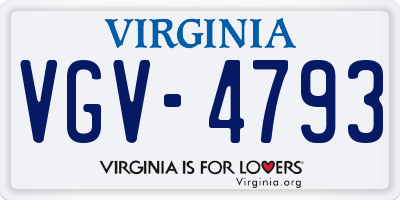 VA license plate VGV4793