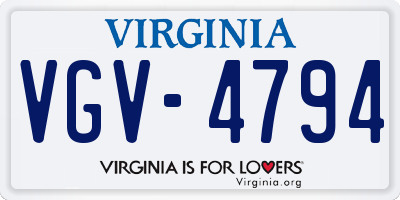 VA license plate VGV4794