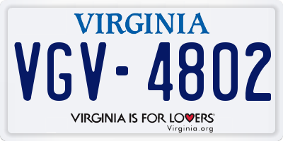 VA license plate VGV4802