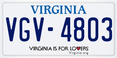 VA license plate VGV4803