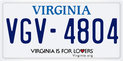 VA license plate VGV4804