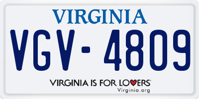 VA license plate VGV4809