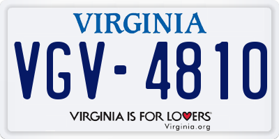 VA license plate VGV4810