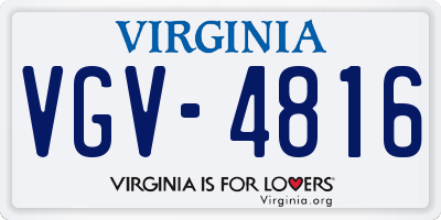 VA license plate VGV4816