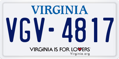 VA license plate VGV4817