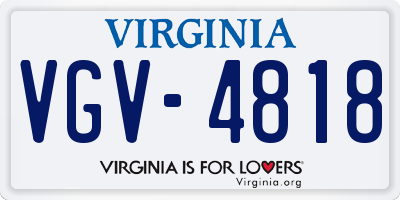 VA license plate VGV4818